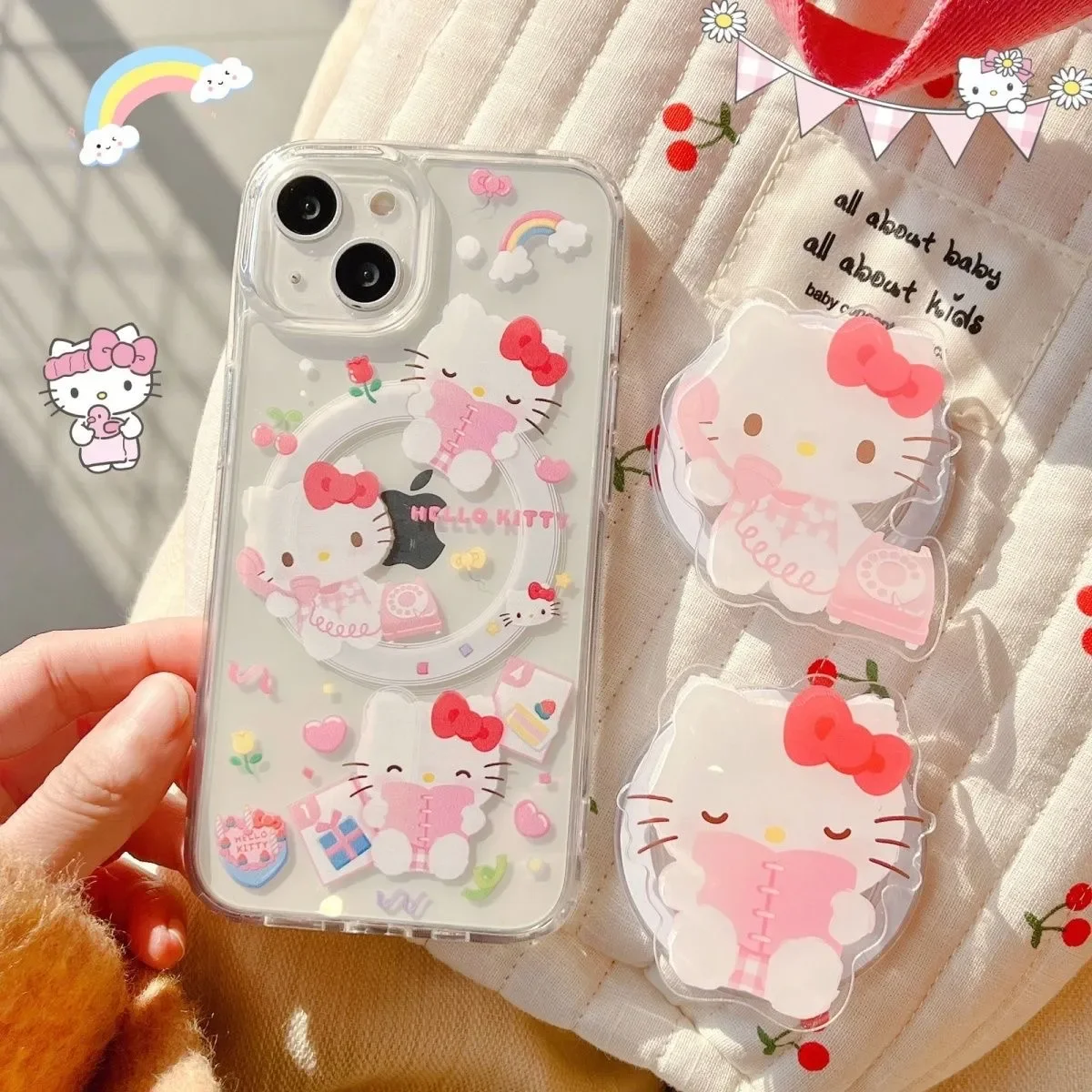 Sanrio Read Book Hello Kitty Creative Cute MagSafe Phone Case For iPhone 16 15 14 13 12 11 Pro Max Plus MINI Y2K Lovely Cover