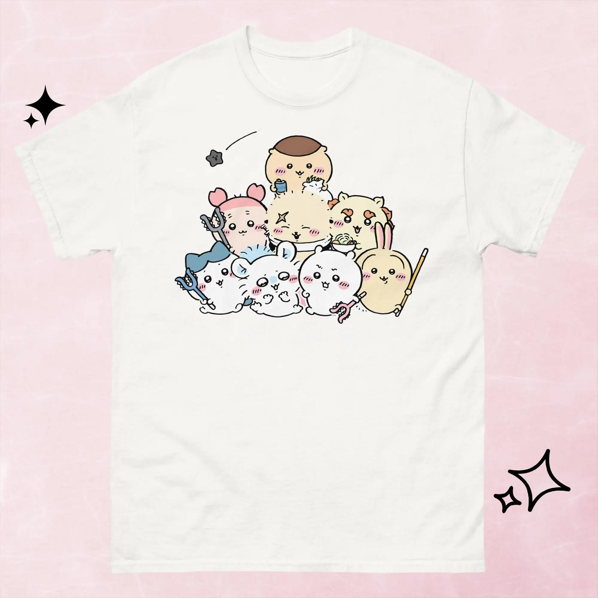 Chiikawa Usagi Hachiware Interesting Daily Scene Graphic T‑Shirt, Unisex O‑Neck Short Sleeve Summer Casual Wear For kid Adults