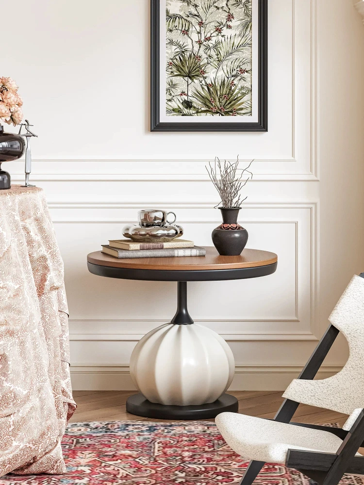 Creative Vintage Circular Coffee Tables Furniture,Luxury Living Room Balcony Sofa Side Corner Table Metal Bedroom Nightstands - view 5