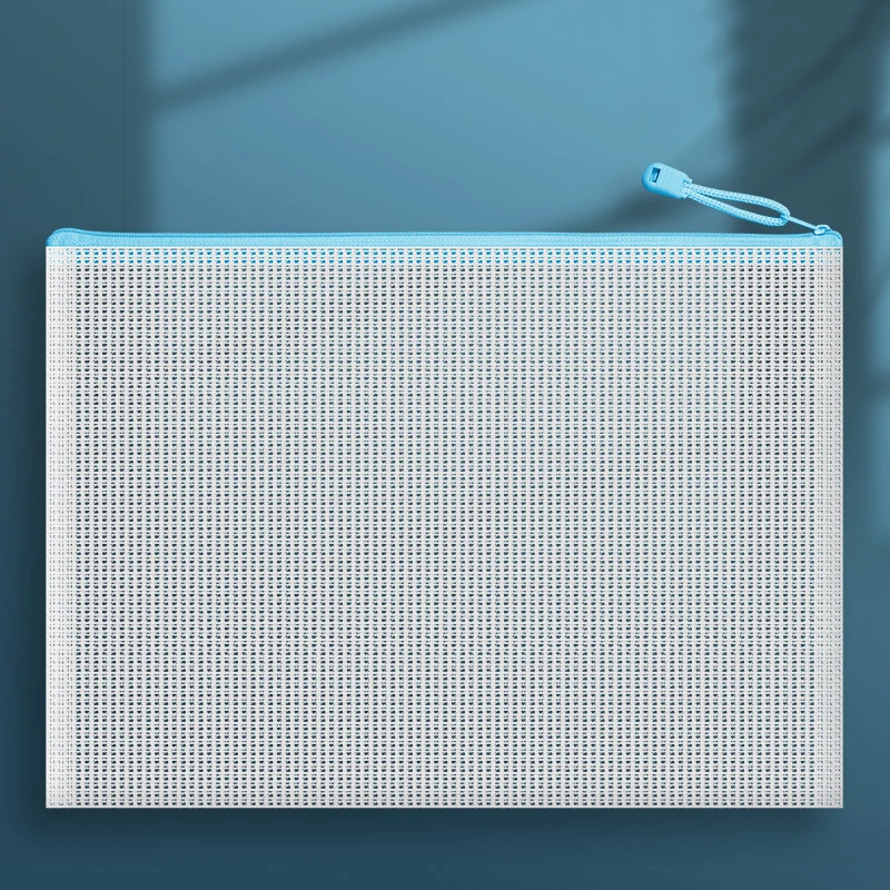 Waterproof Transparent Document Bag Thickened A4 Grid Macaron-colored File Bag Portable Test Paper Bag Office Supplies