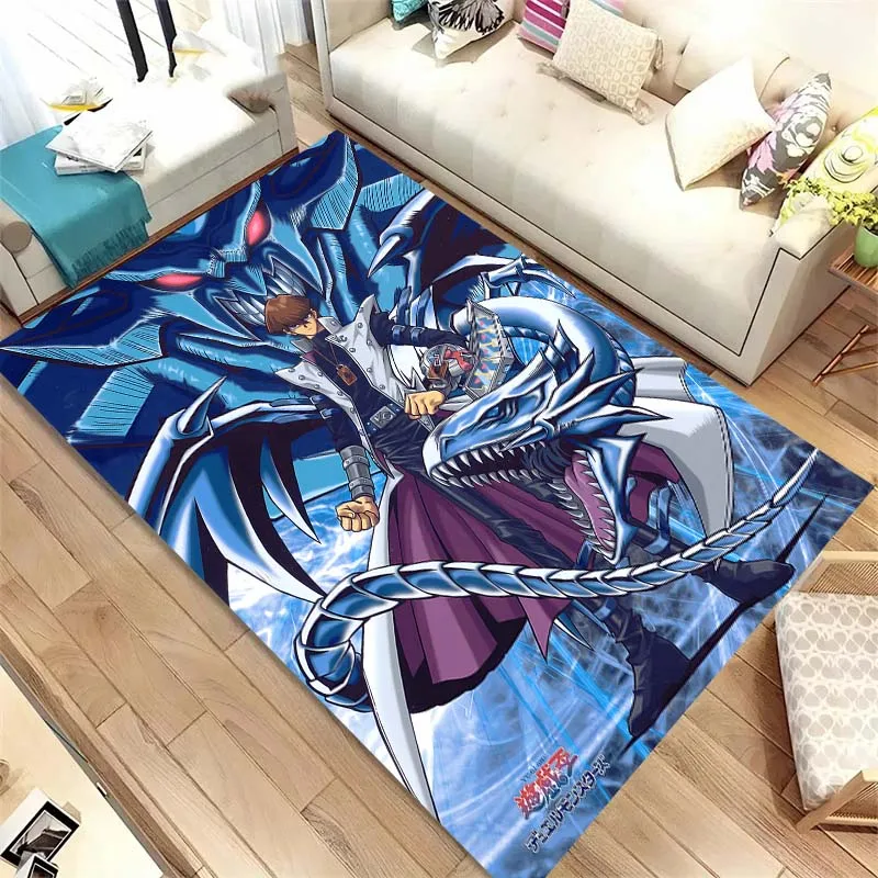 3D Anime Yu Gi Oh Card Yugioh Blue Eyes White Dragon Carpet Cartoon Floor Mat Living Room Bedroom Area Carpets Rug Family Gift