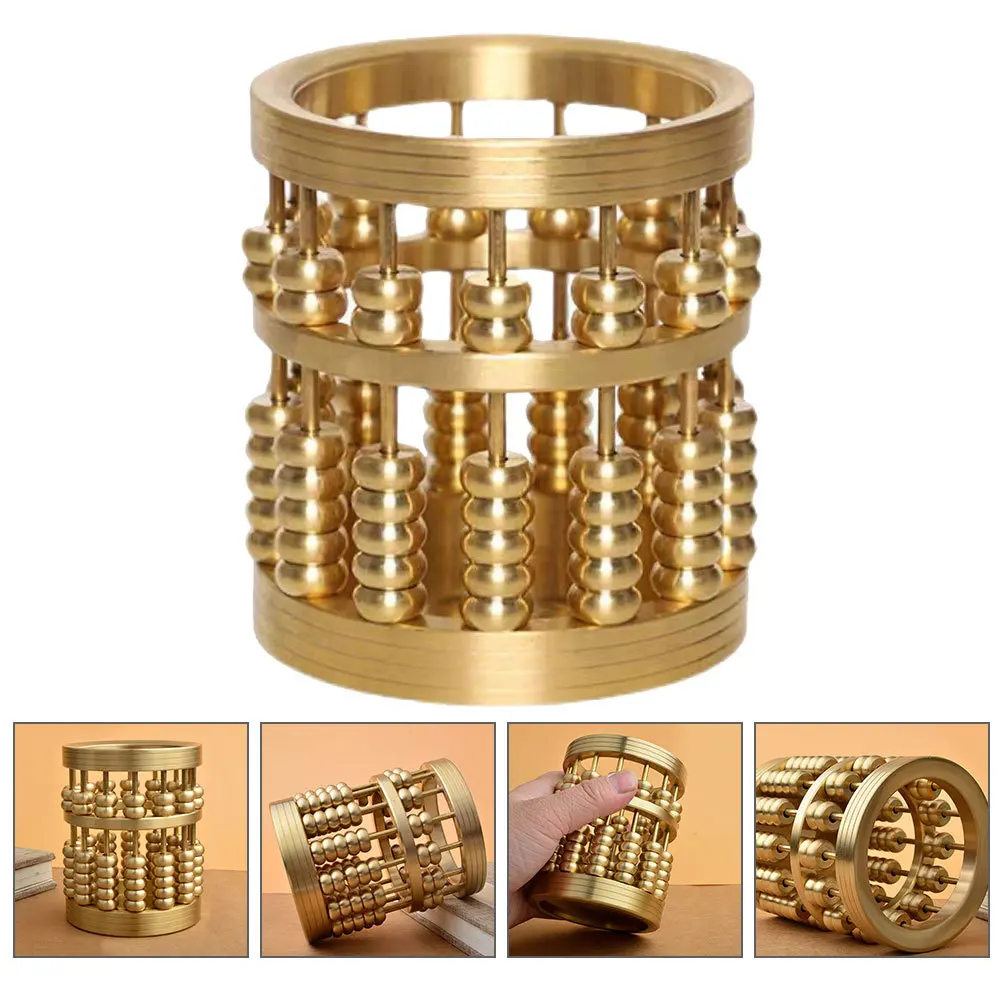 

Abacus Pen Holder Brass Pencil Storage Organizer For Desk Desktop Decoration Office Home School Metal Stationery Container