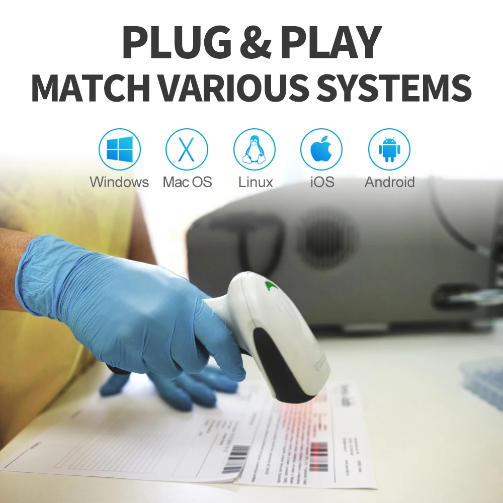 GTCODESTAR Handheld CCD Barcode Scan Gun 2.4G Barcode Reader 1D Wireless Barcode Scanner Plug and Play for Inventory Scanning