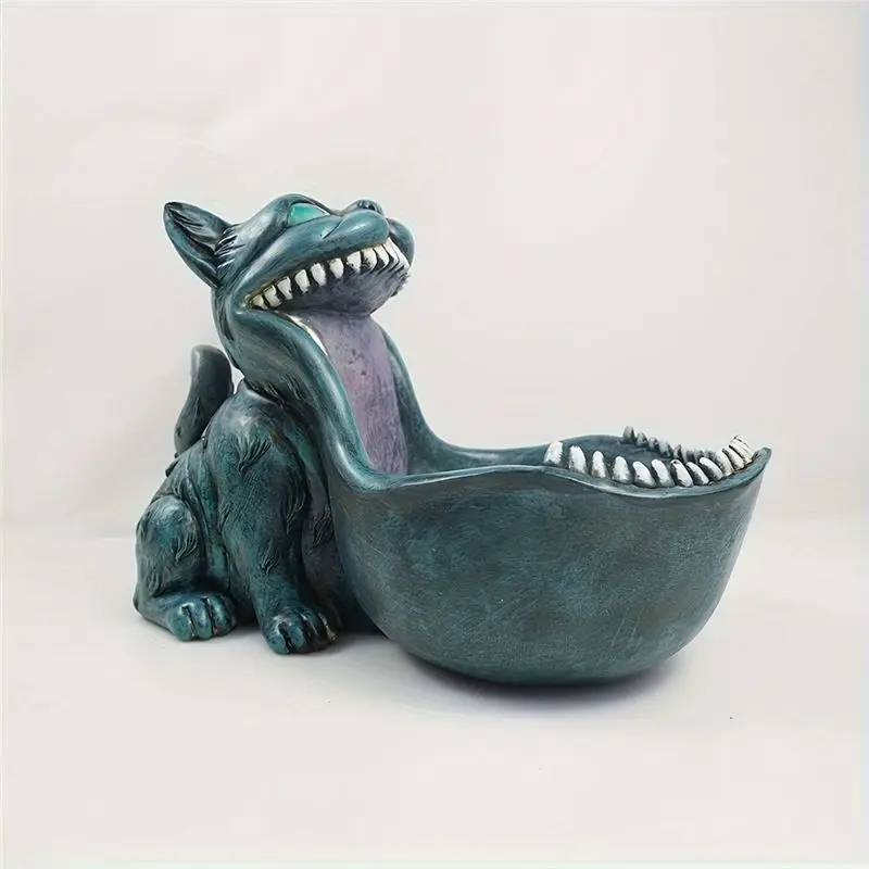 AEE2-Halloween Candy Bowl Cat Statue Candy Dish For Office Desk Key Bowl For Entryway Big Mouth Cat Gifts