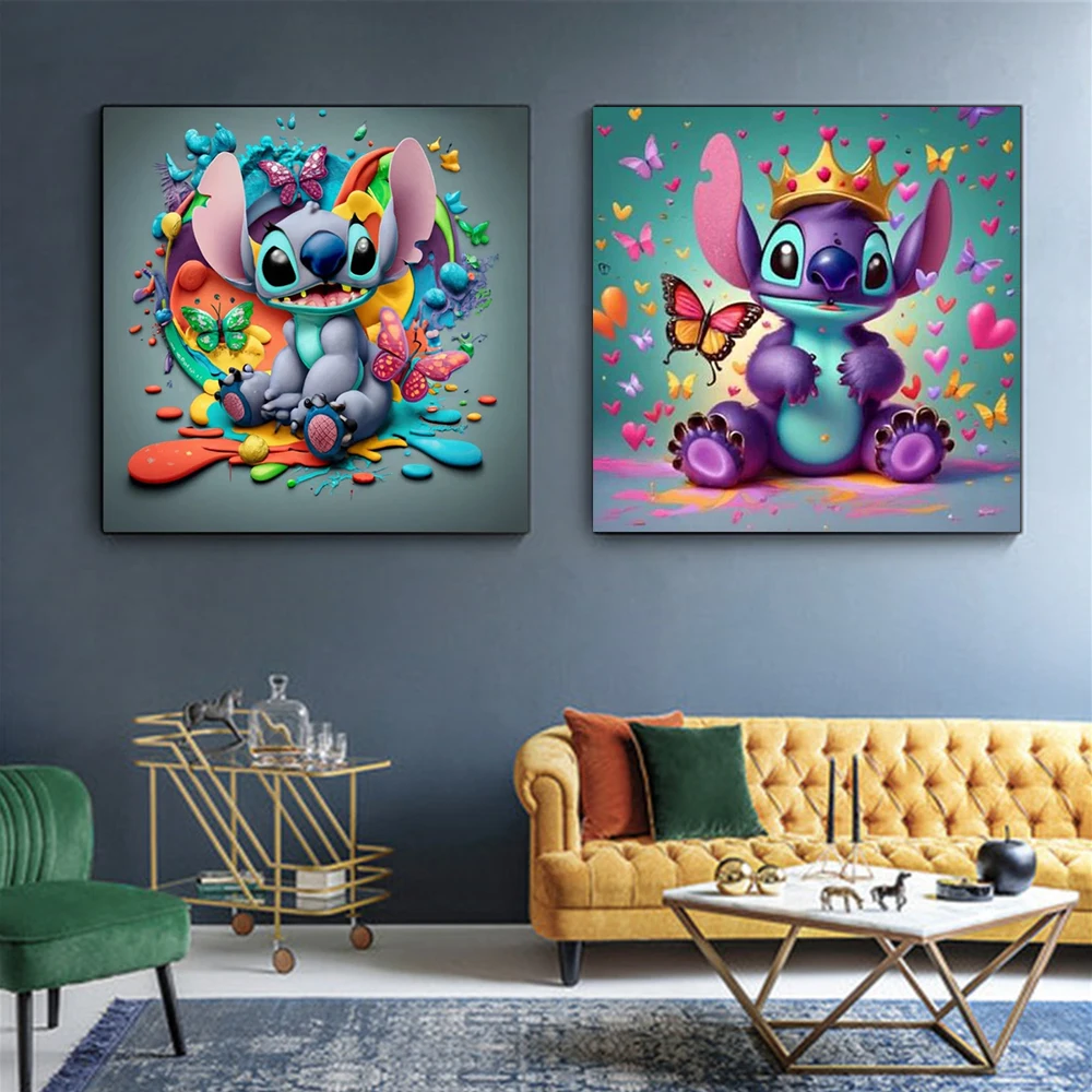 Disney-pintura de punto azul para niños, 5D, X-626, grafiti colorido, arte de dibujos animados, bordado de diamantes a mano, regalos de decoración