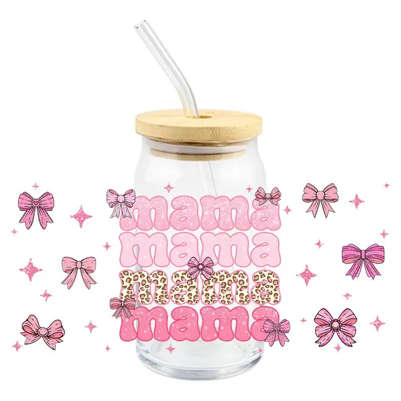 Mother\'s Day UV DTF Wrap Transfer Stickers Cartoon Cute Design Waterproof Wrap For Bottles Cups Mugs Decal