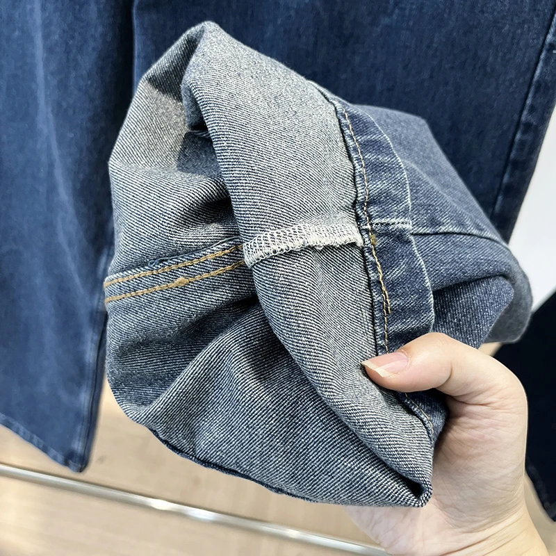 レトロハイウエストコットン伸縮性ソイルデニムナローストレートレッグカジュアルジーンズレディース秋ファッションレディースプレミアムデニム