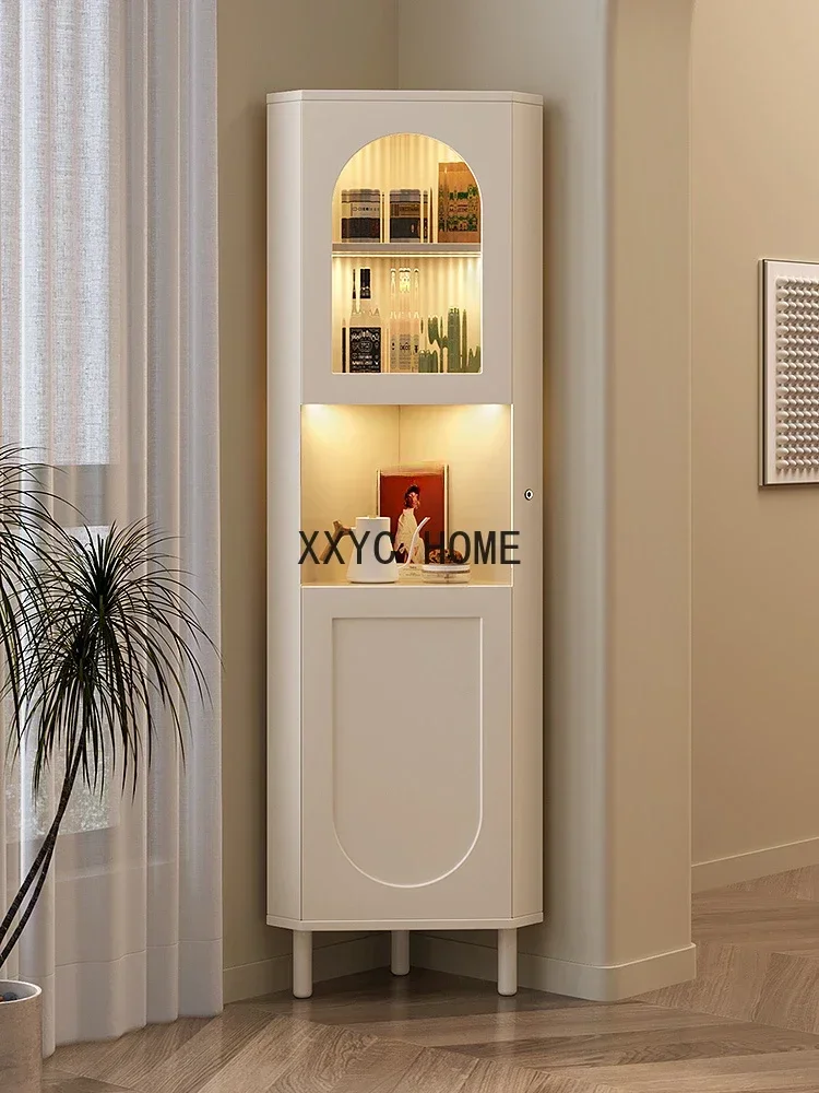 Cream Style Corner Cabinet Living Room Home Triangle Display Corner Locker Triangle Cabinet Side