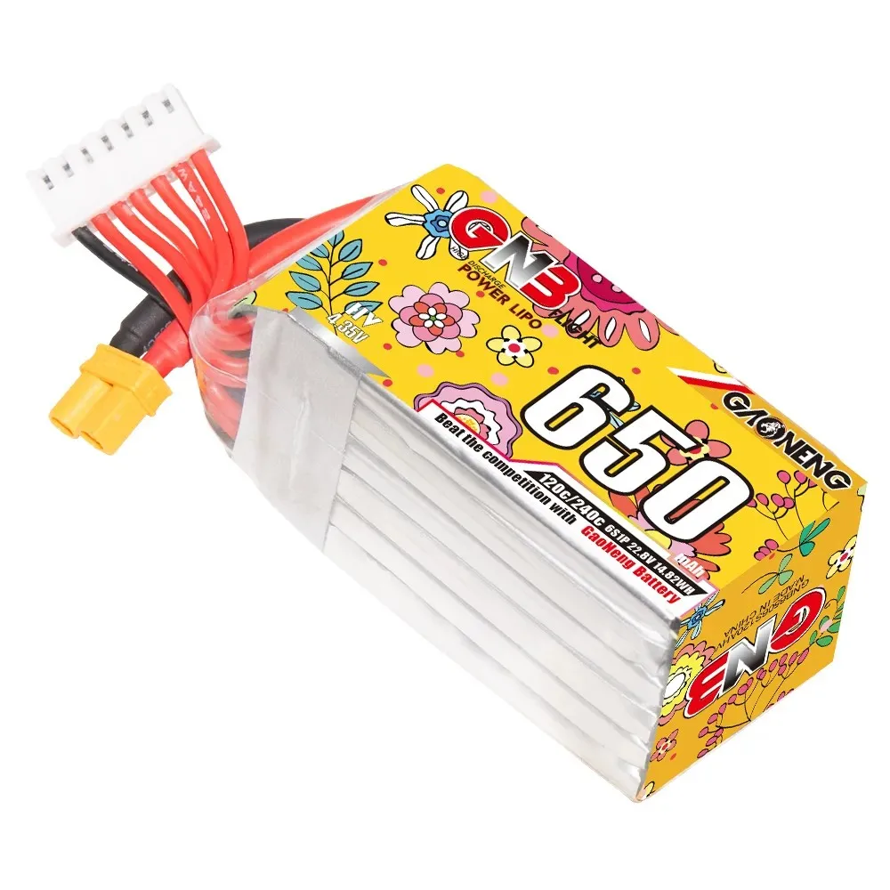 GAONENG 6S 650mAh LiHV 22.8V 120C XT30 HV LiPo Battery for 2 to 2.5 inch FPV Brushless Drones Racing Freestyle Cinewhoop view 3
