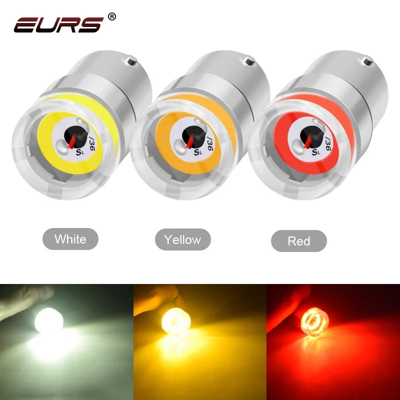 1pcs Car LED Bulb P21W BA15S 1156 BAY15D 1157 LED Turn Signal Light COB White Red Yellow Auto Reverse Parking Brake Lamp 12V