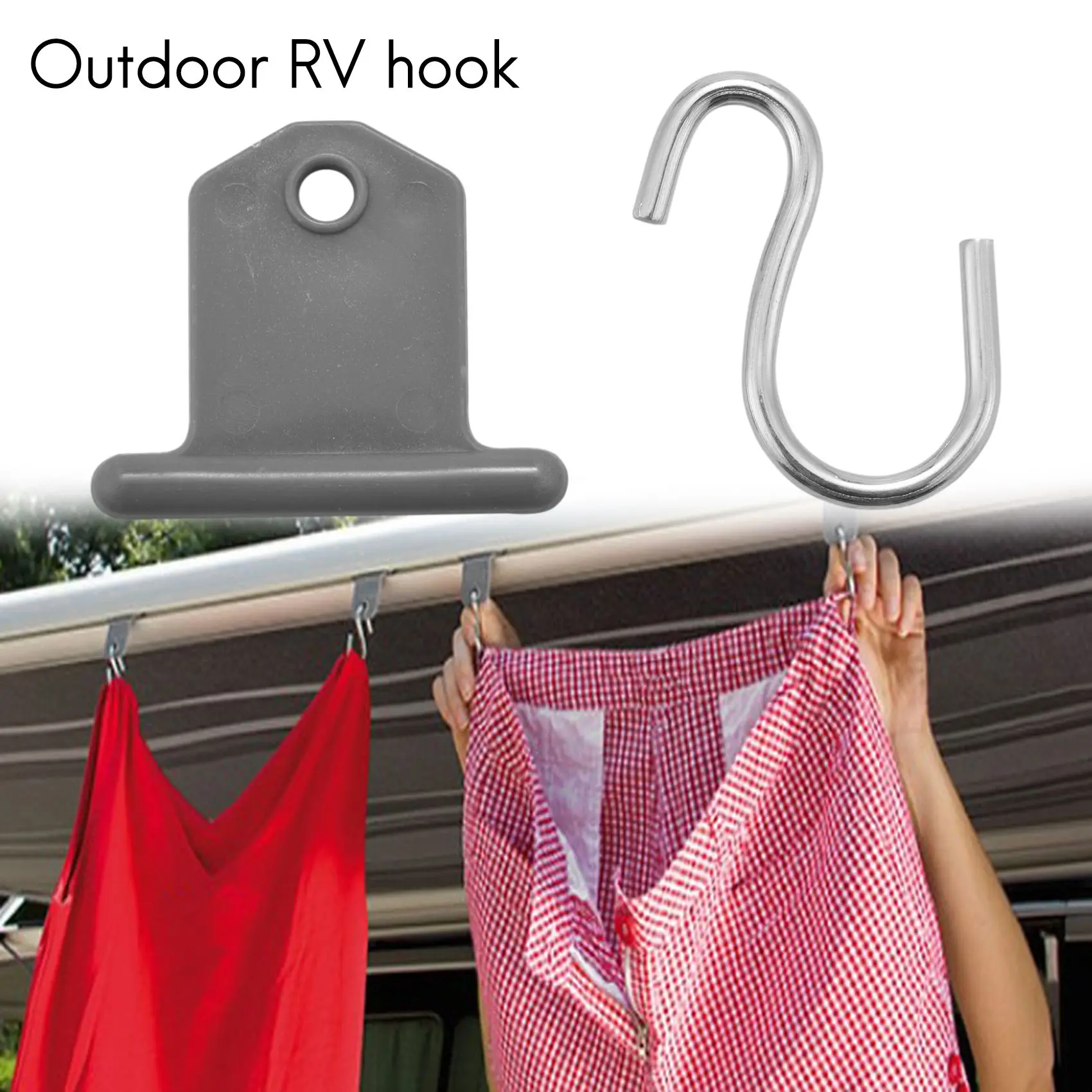 BUONO ganci per strisce di tubi, set di 16 ganci per tende da campeggio, ganci per tende da campeggio, accessori per binari per tubazioni per camper, roulotte