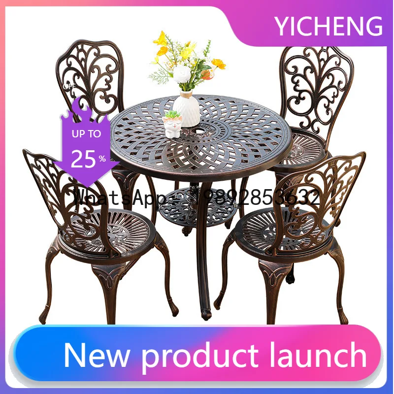 

ZZ-5 Outdoor Table and Chairs Courtyard Cast Aluminum Outdoor Garden Dining Table Die-cast Leisure Balcony Villa Round Table