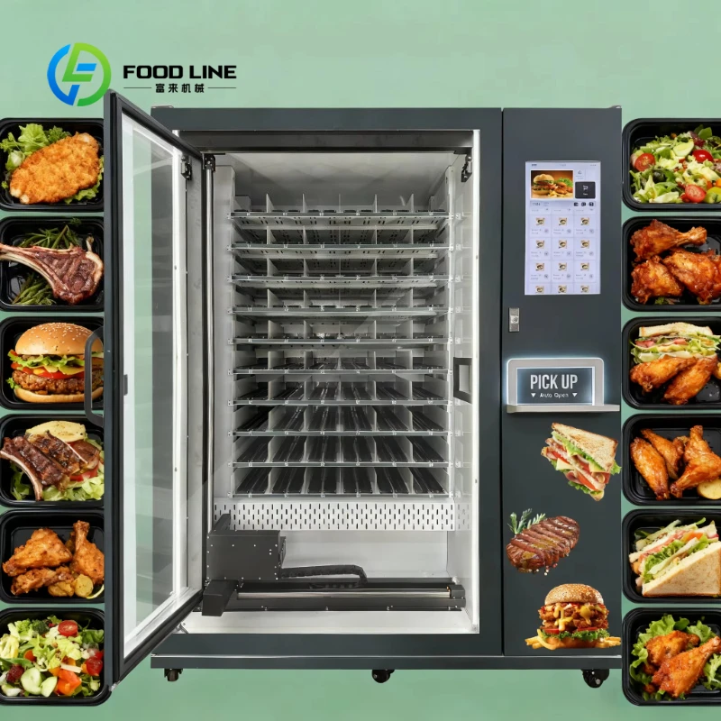 Customized Self-service Touch Screen Stainless Steel Hot Food Vending Machine Multiple Payment Options Box Lunch Vending Machine