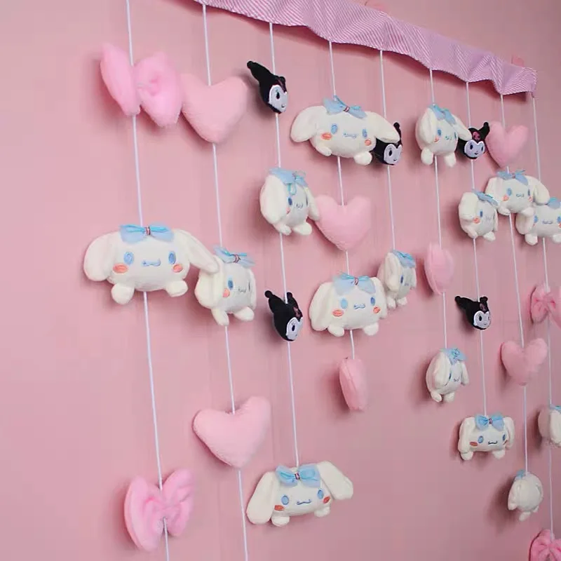 Sanrio Kawaii Door Curtain Pendant Hello Kitty Cinnamoroll Melody Kuromi Plush Toy Doll Velcro Bedroom Living Room Pendant Decor