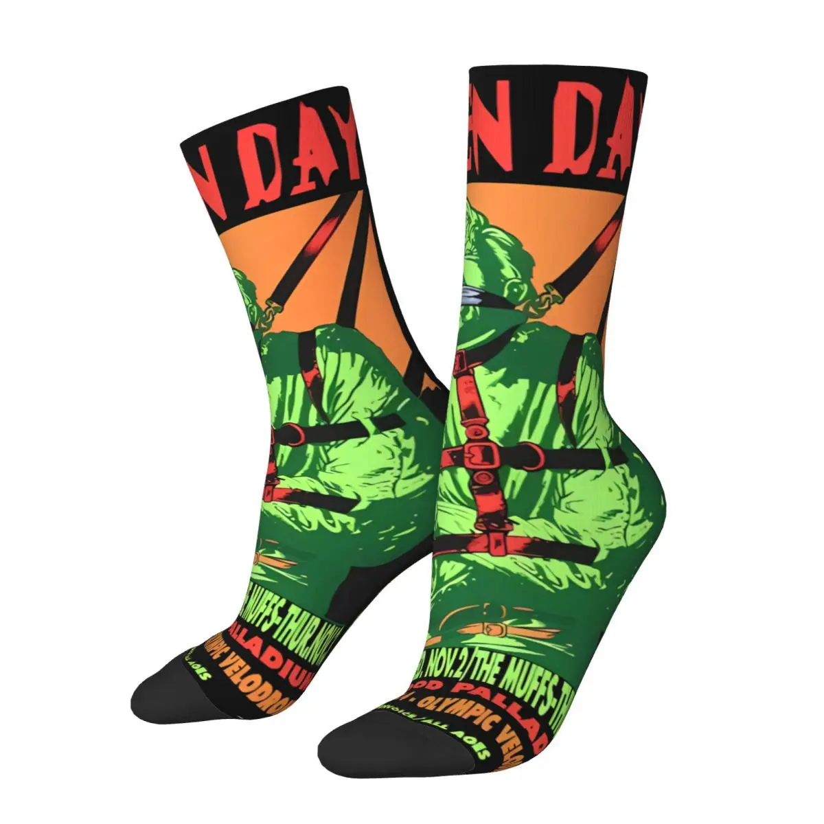 Green Day Rock Band cosy High elasticity polyester fiber Unisex Cycling Happy 3D printing Street Style Crazy Sock