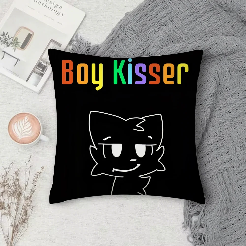 

Boykisser Silly Cat Cute Pillow Case Cover Square Sofa with for pattern comfortable cushionsuitable of room