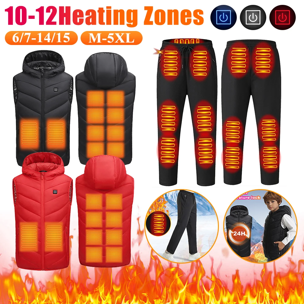 

Unisex Heated Pants 10 Heating Zones Electric Heated Trousers 3 Temperature Modes Waterproof Winter Electric Warmer Clothing