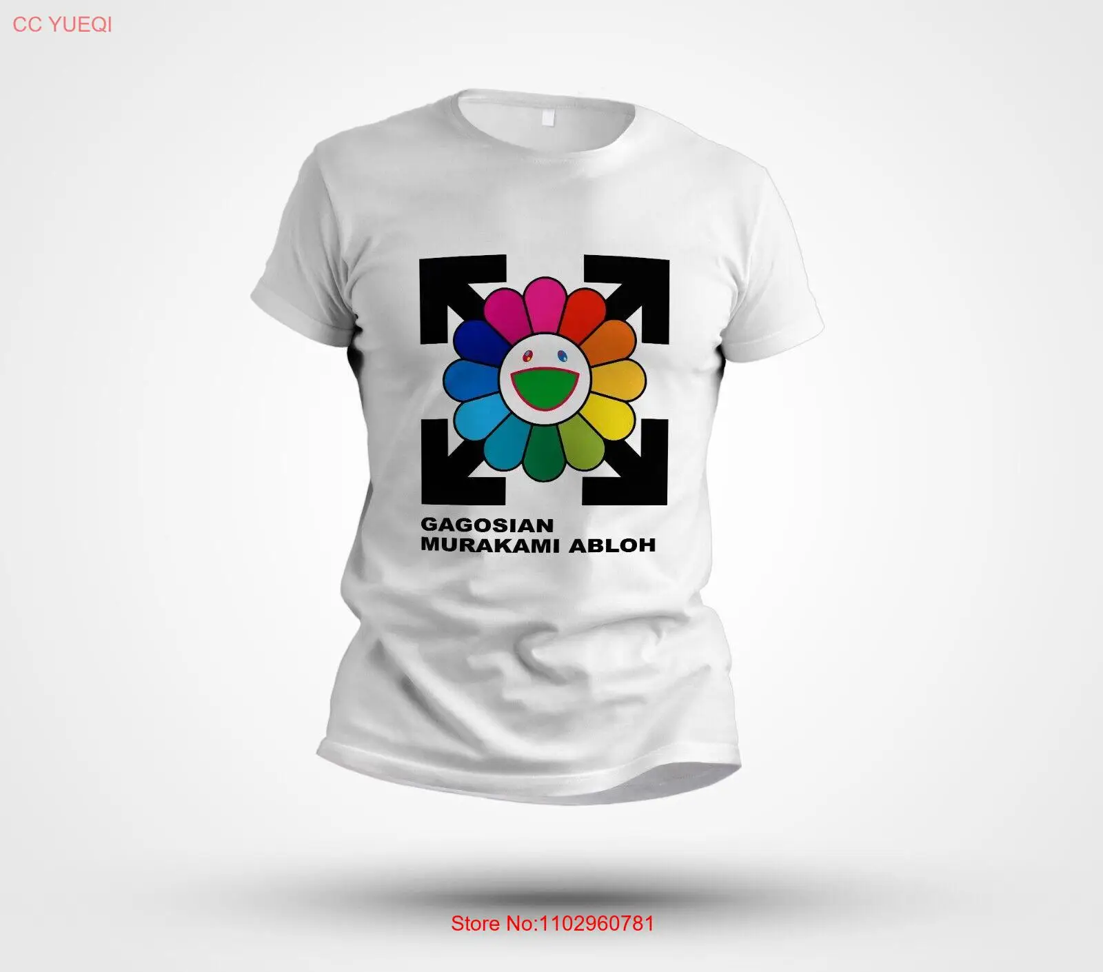 Футболка с логотипом Murakami Abloh, сделано в США, размер S-5XL