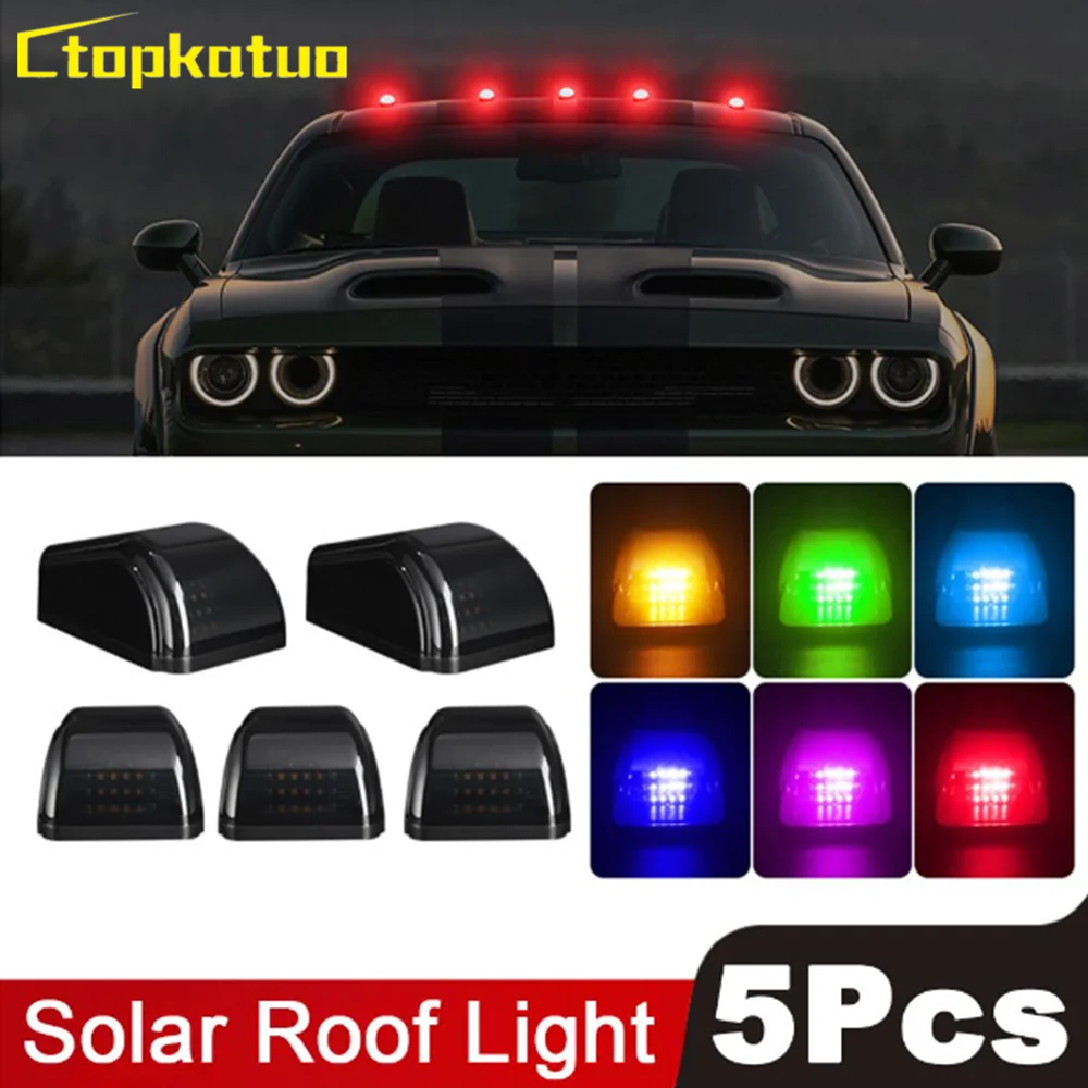 

5 шт. светодиодные солнечные габаритные фонари на крыше кабины для автомобиля, грузовика, светодиодные ходовые передние и задние верхние габаритные фонари для освещения прицепа фургона