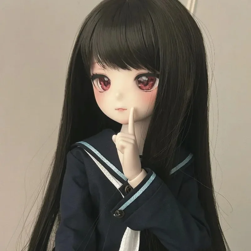 BJD doll wigs for 1/3 1/4 1/6 size bangs black long straight hair doll accessories