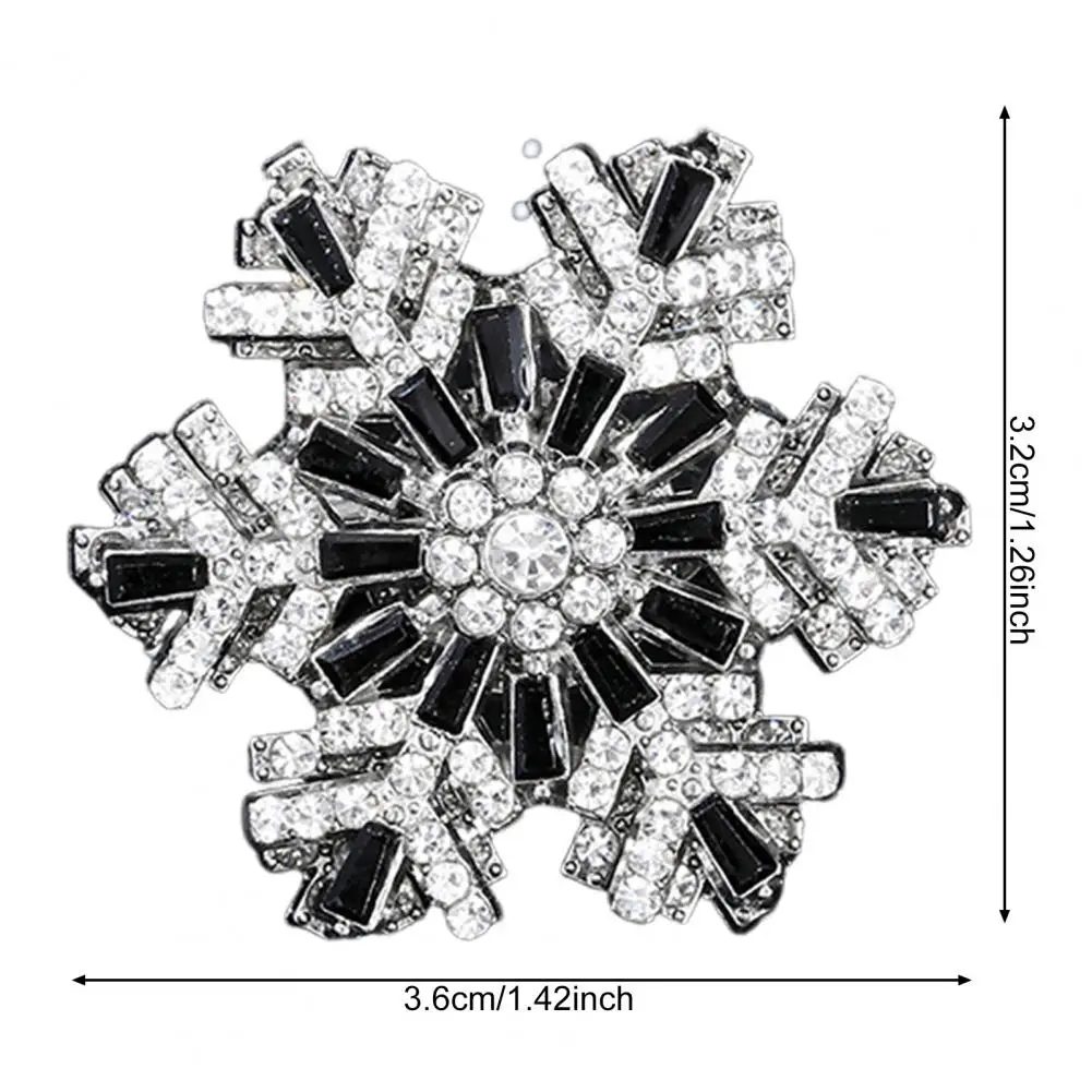 Colorful Snowflake Pin Snowflake Brooch Pin with Shiny Rhinestones Multi-layer Rotating Outer Design Lapel Badge Elegant Winter