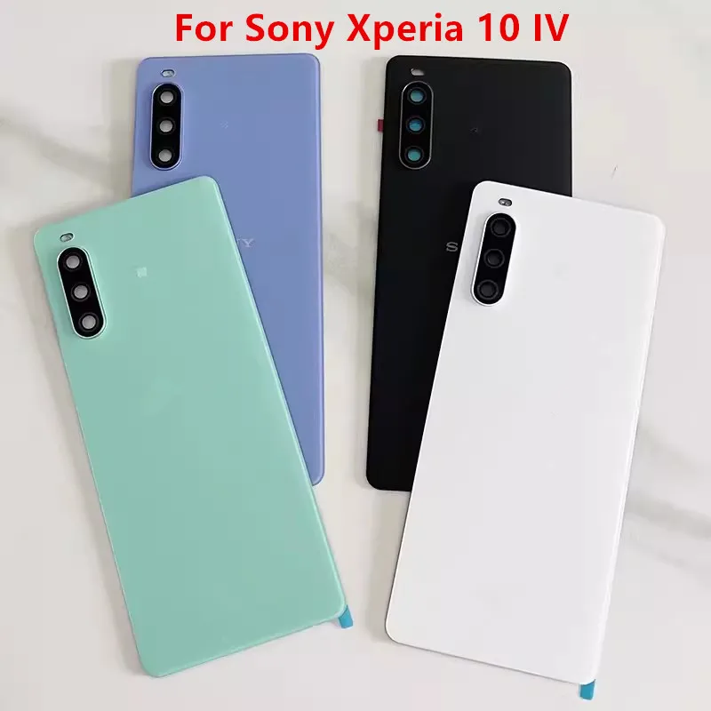 

10IV Housing For Sony Xperia 10 IV 6.0" XQ-CC54 XQ-CC72 Glass Battery Back Cover Repair Replace Door Rear Case + Logo Camera Len