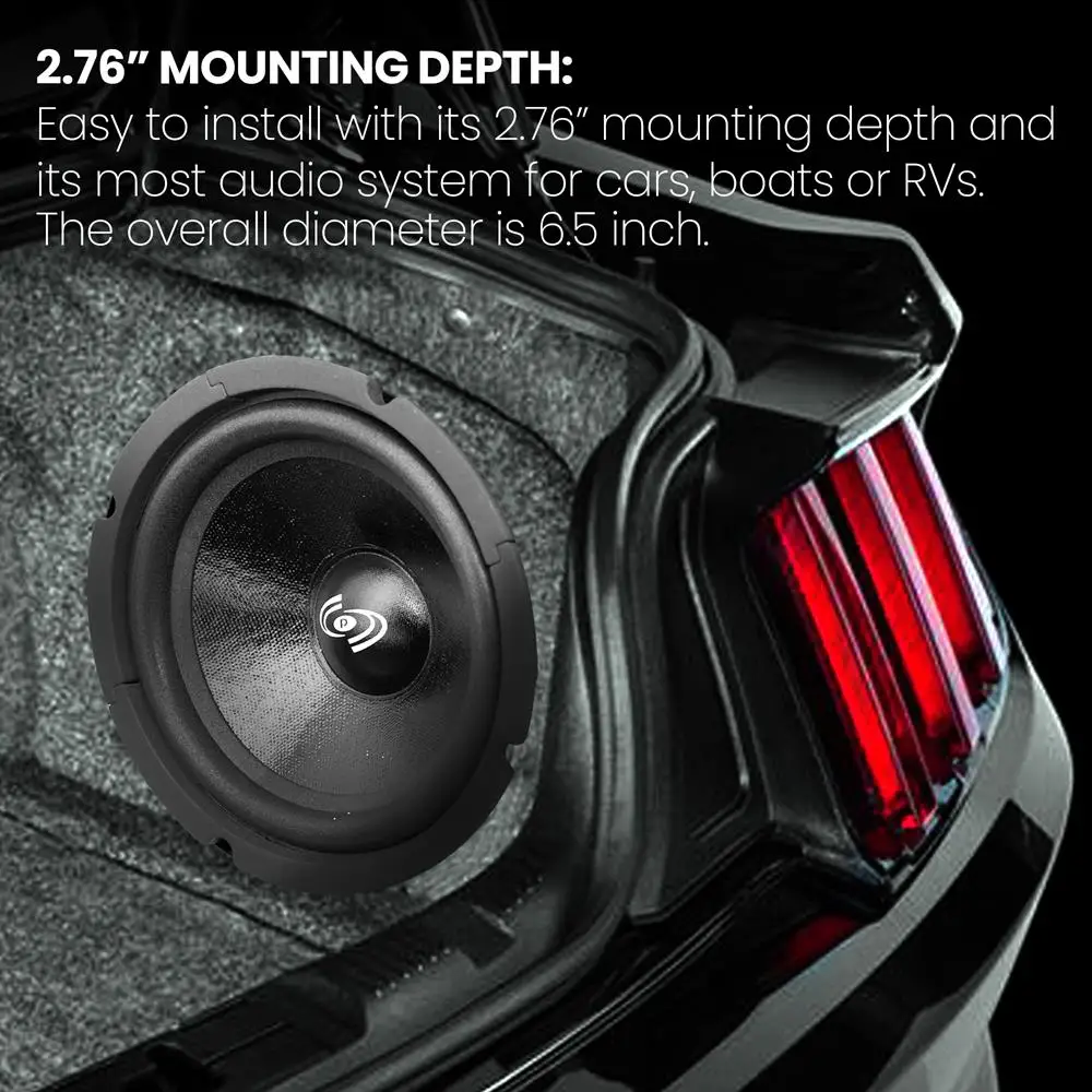 Pyle 6.5" High Power 300W Car Midrange Speaker – 8Ω Sealed Back Design w/ Kapton Voice Coil, PDMR6