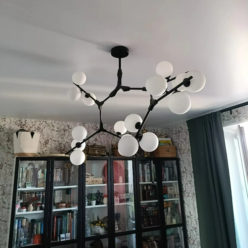 Nordic Creative Magic Bean Molecular Chandelier Modern Simple Living Room Restaurant Pendant Lights Personality Branch Lamp LED