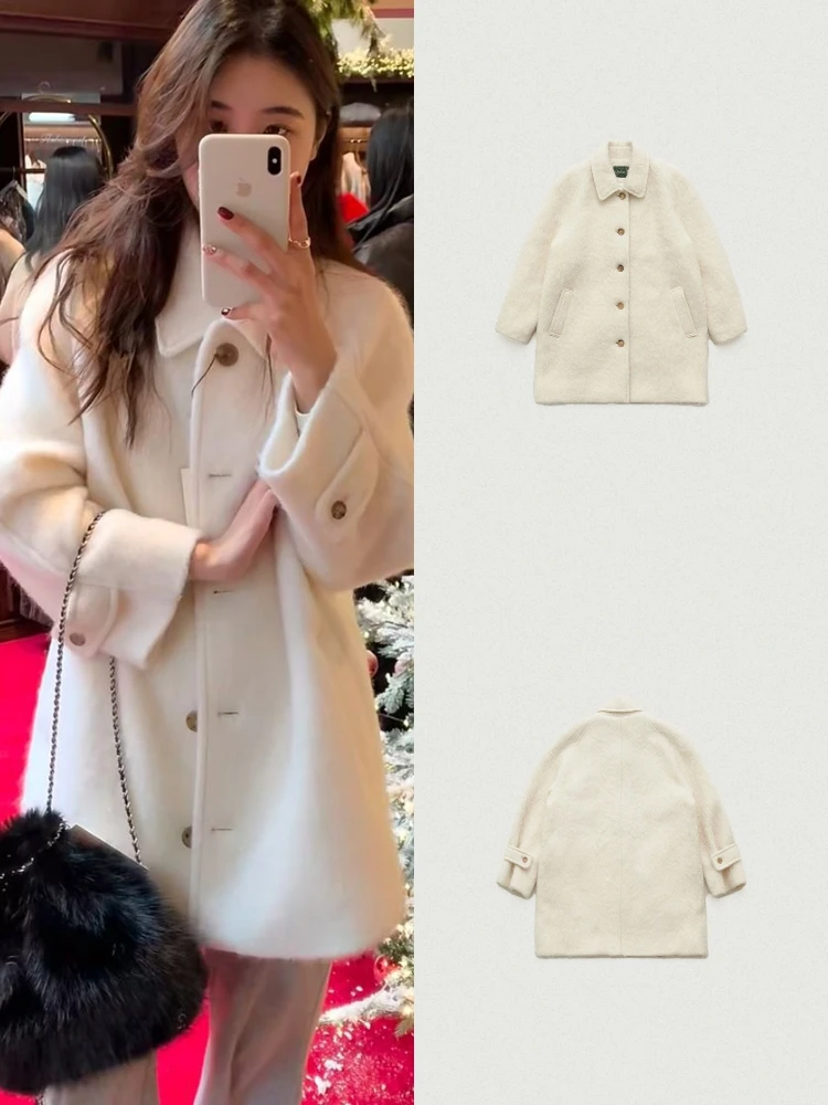 

Dongda Gate Eight Niece домашнее шерстяное пальто в клетку женское мягкое свободное нежное шерстяное пальто в стиле ретро зимняя модная женская одежда