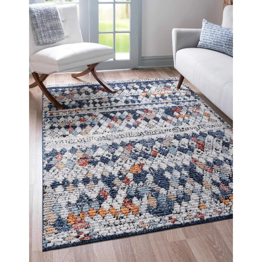 

Morocco Collection Rug – 5' x 8' Navy Blue High-Pile Rug Perfect for Living Rooms, Large Dining Rooms, Open Floorplans