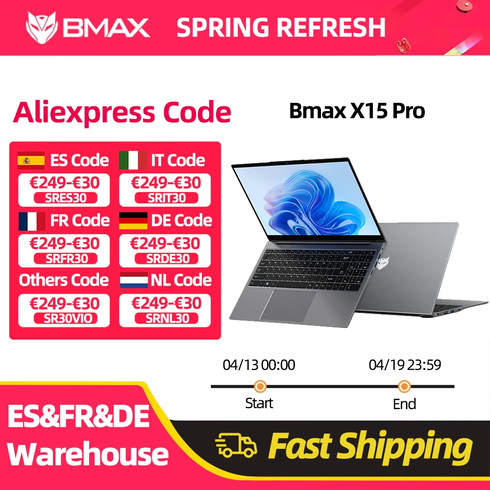 Bmax X15 Pro 15,6 inch 16GB RAM 512GB SSD Intel 12e generatie N100 processor Windows 11 Notebook 1920*1080 HDMI Wifi USB Pc Laptop