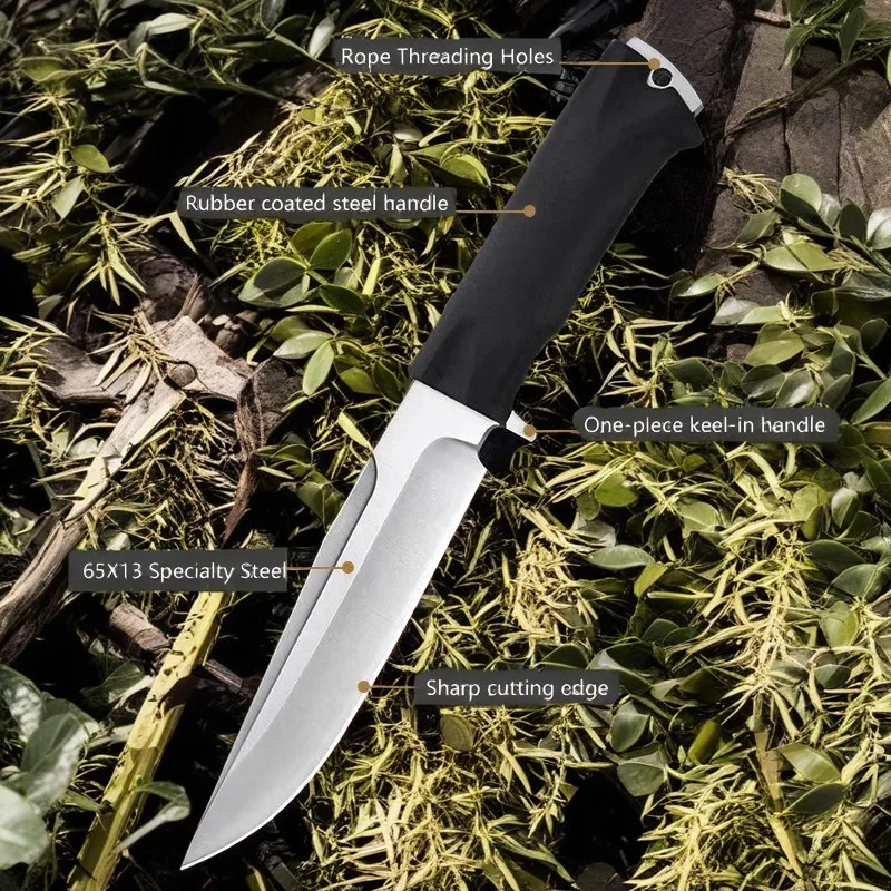 9.3 inch High Quality Outdoor Survival Knife 65*13 Special Steel Military Tactical Knife with Scabbard Bowie Knife