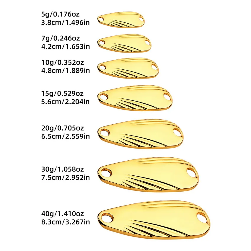 12PCS/Set 40g 30g 20g 15g 10g 5g Gold Sliver Metal Jig Spoon Spinner Fishing Lure Wobbler Bait Set with Lures Fishing Tackle Kit