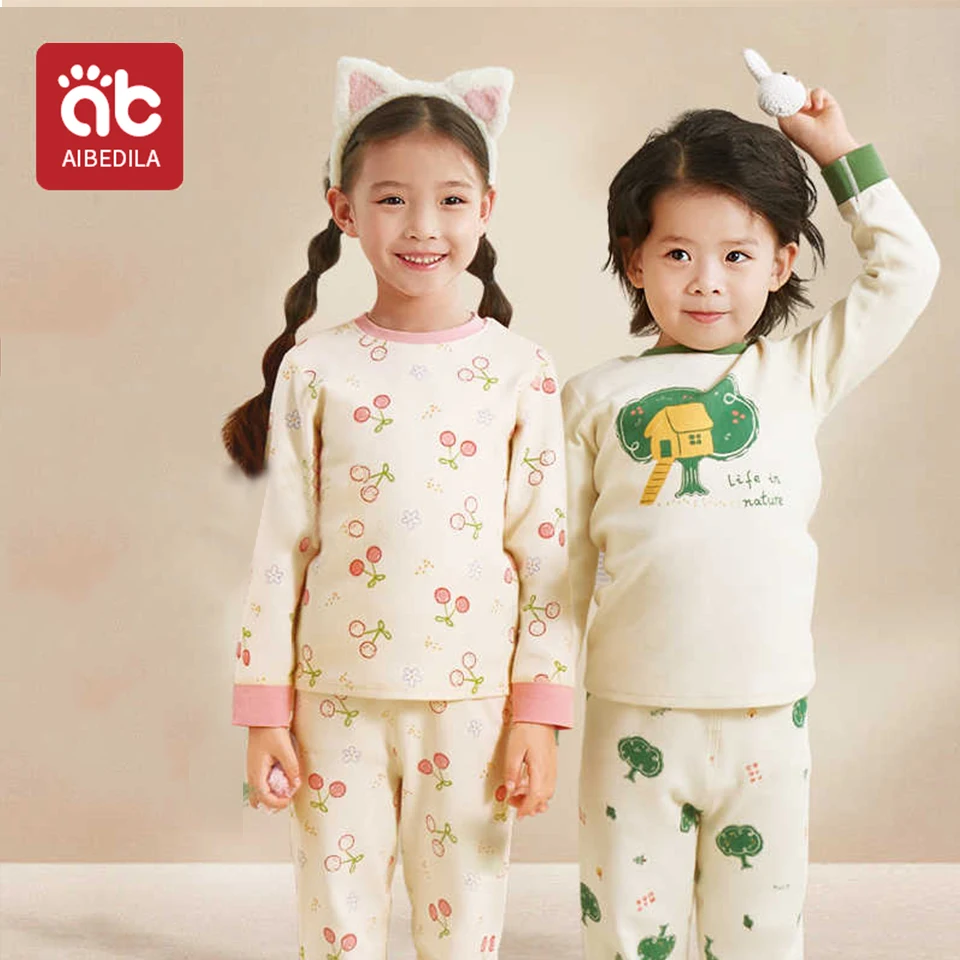 Children Thermal Clothing Sets Kids Autumn Winter Underwear Suit Girls Boys Pajama +Pants 2Pcs Teenager No Trace Warm Sleepwear