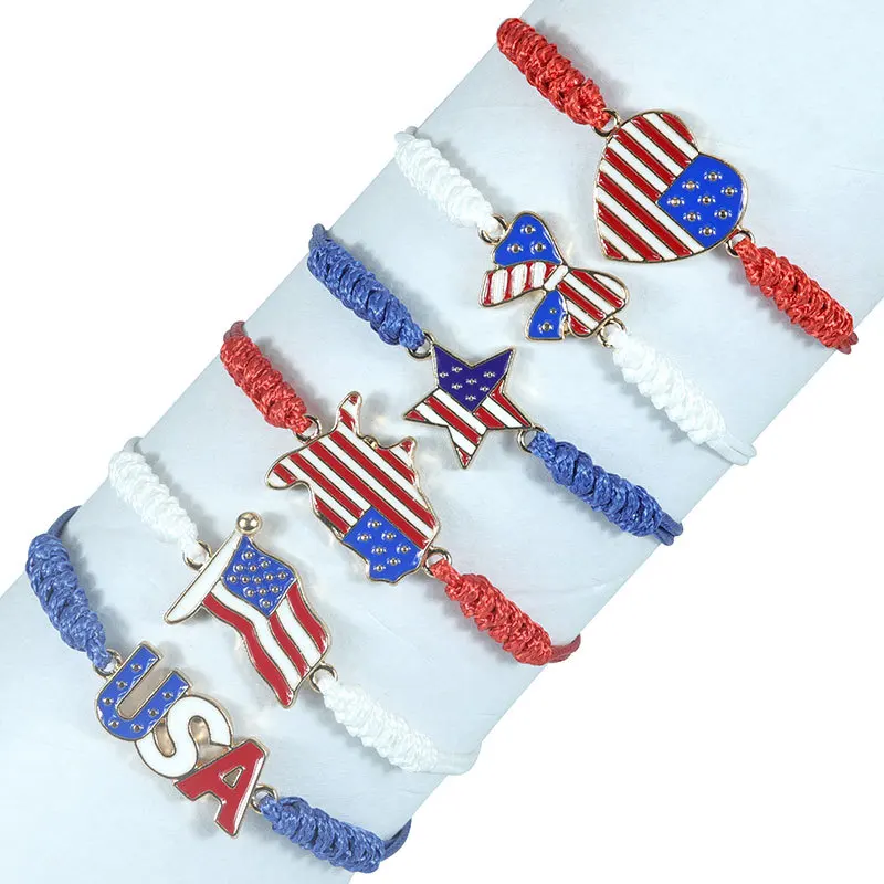 New stylish alloy USA Independence Day Bracelet USA Flag Election Holiday Party Honoring patriotism Bracelet accessories for men