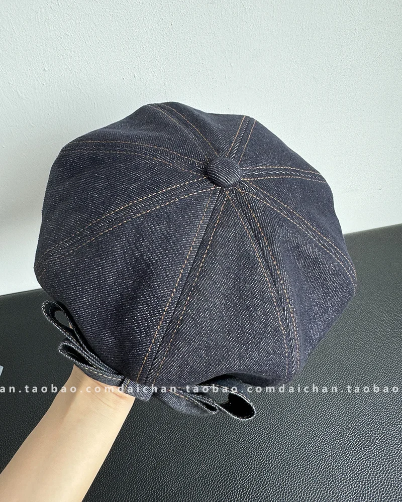 Cappello da zucca ottagonale strutturato con doppio fiocco dolce fatto a mano per l'industria pesante giapponese