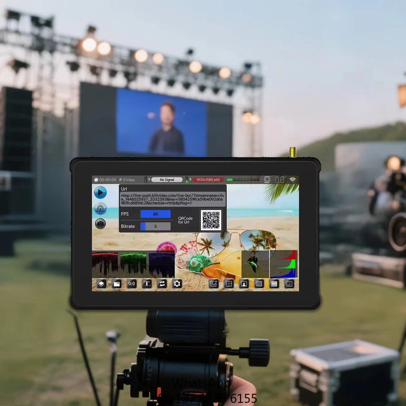 2-Channel Live Switcher/Director's Console Monitor Function 5-Inch LCD Touchscreen For Input 1800 Nits Brightness Metal
