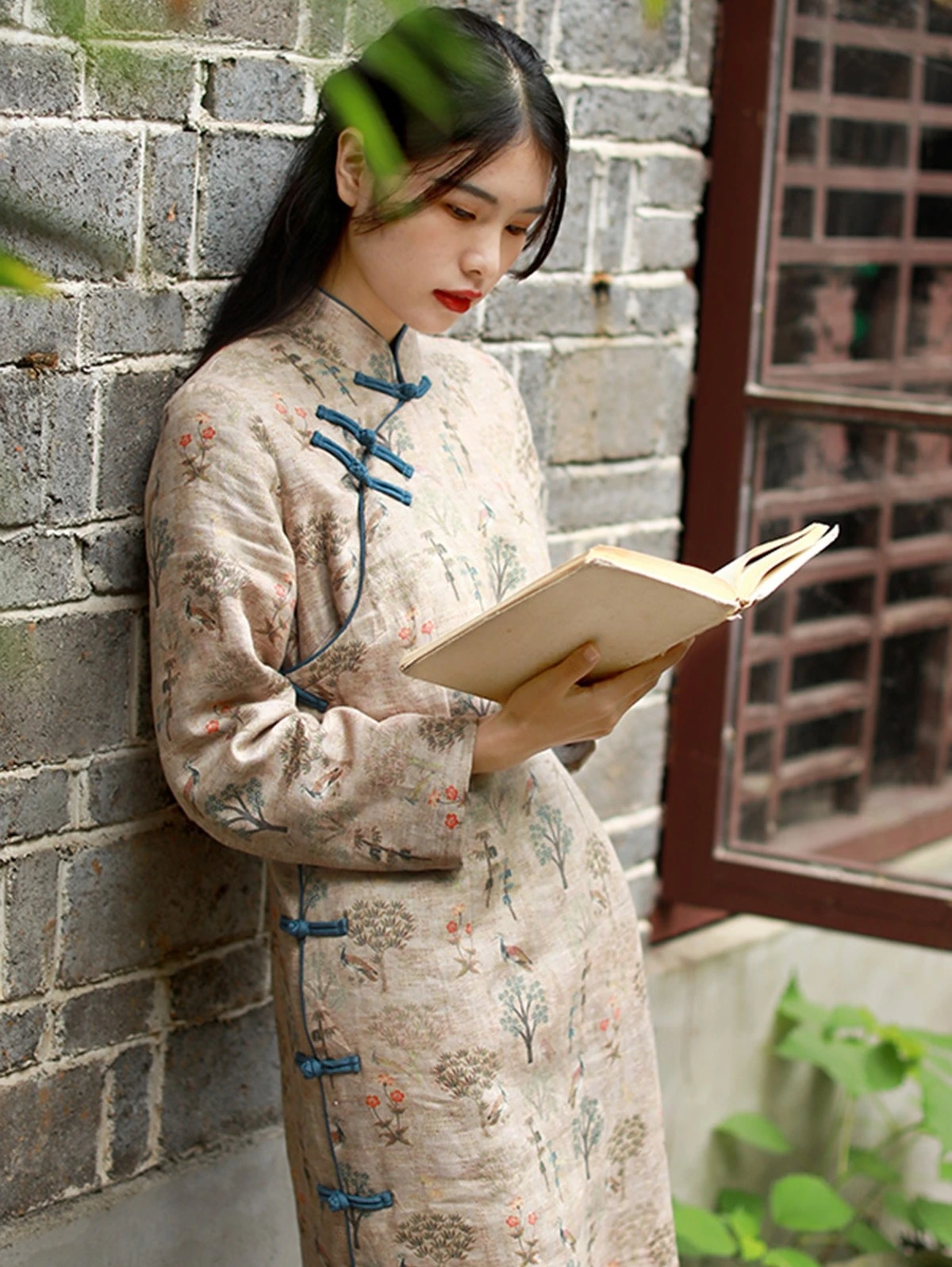 

Retro Chinese Sle Cotton Linen Dr Women's Long Skirt Traditional Ethnic Sle Daily Wear Low Slit