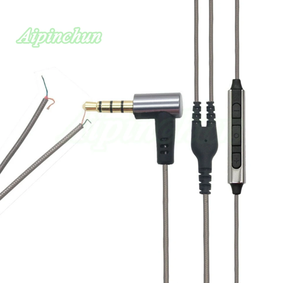 Кабель Aipinchun для ремонта наушников, сменный провод для гарнитуры «сделай сам» с контроллером громкости микрофона, гибочный гнездо