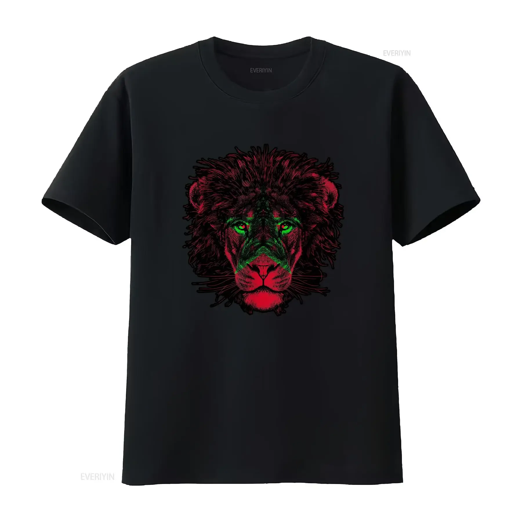 T Shirt Marocain avec Lion Imprimé au Dos vintage Washed Stretched Top For Everyday Wear Comfortable Stylish Versatile Unisex