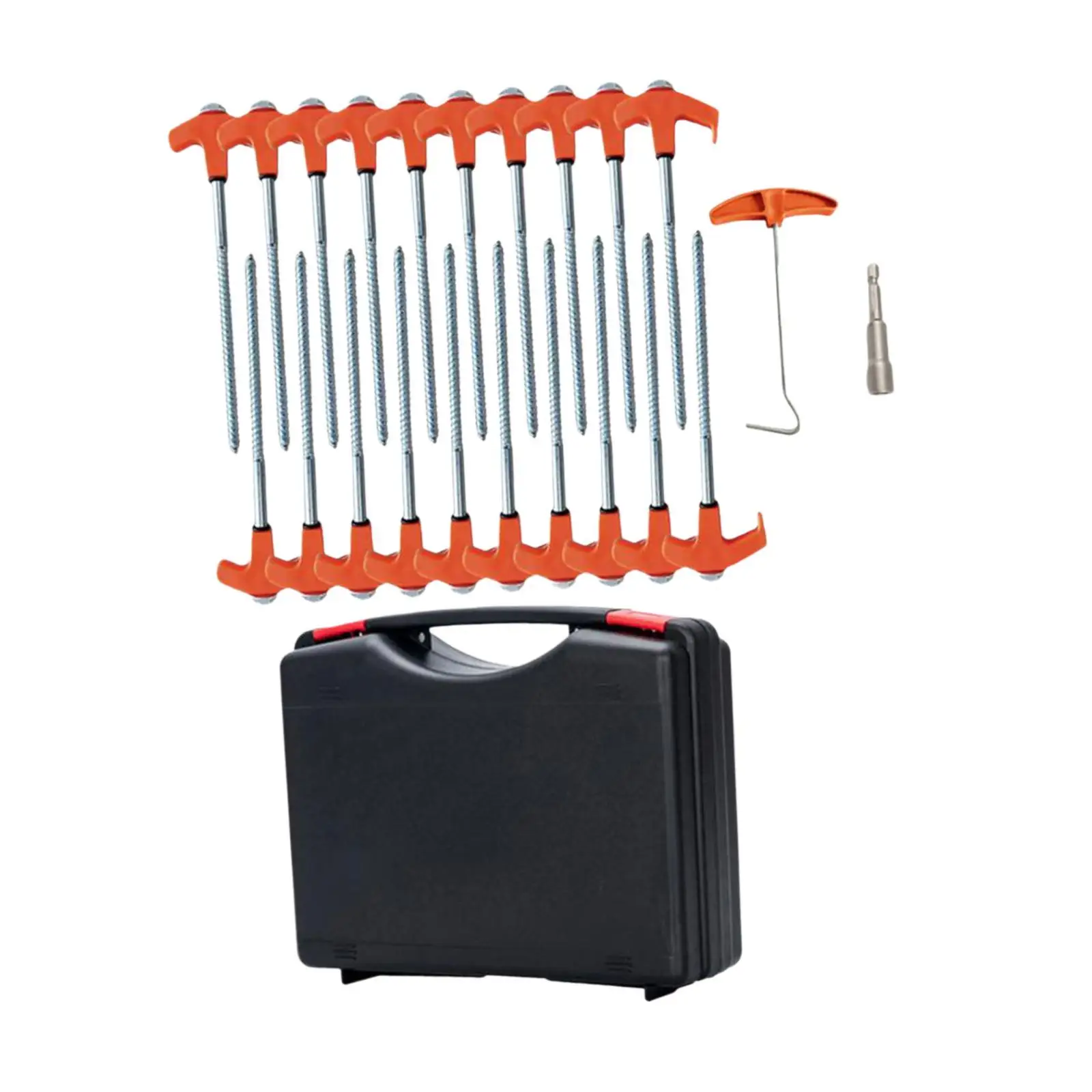 

20x Tent Stakes with Hex Head Driver and Storage Box, Steel Pegs, Heavy Duty