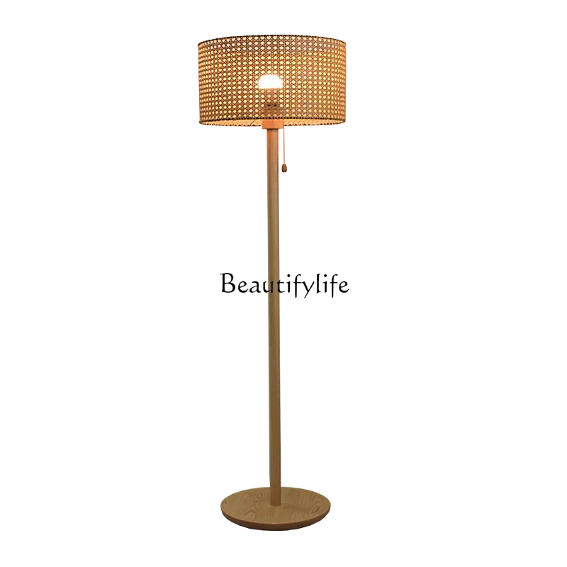 

LJYSolid wood rattan floor-to-ceiling modern simple Japanese retro wabi-sabi wind luminous object
