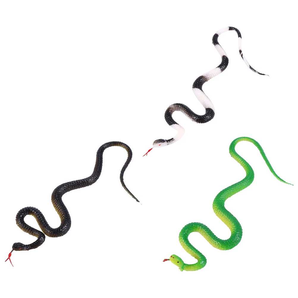 3 Pcs Artificial Snake Toy Props Childrens Toys Bird Rubber Simulation Tricky Prank Spoof