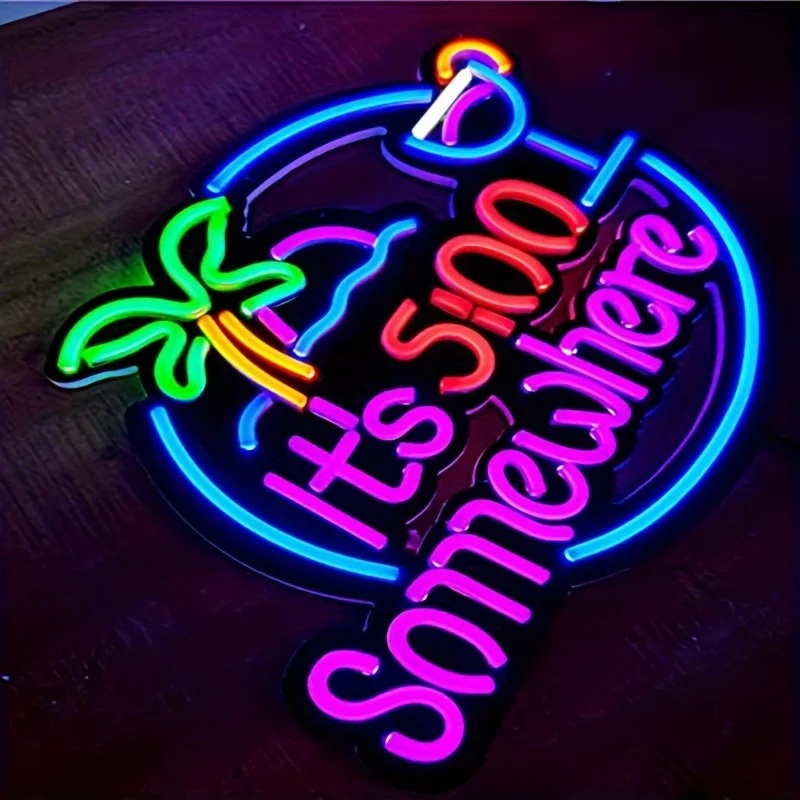 It's 5:00 Some Where Neon Sign USB Dimmable Neon Light for Beer Bar Pub Garage Hotel Pub Cafe Wedding Birthday Party Gifts - view 4