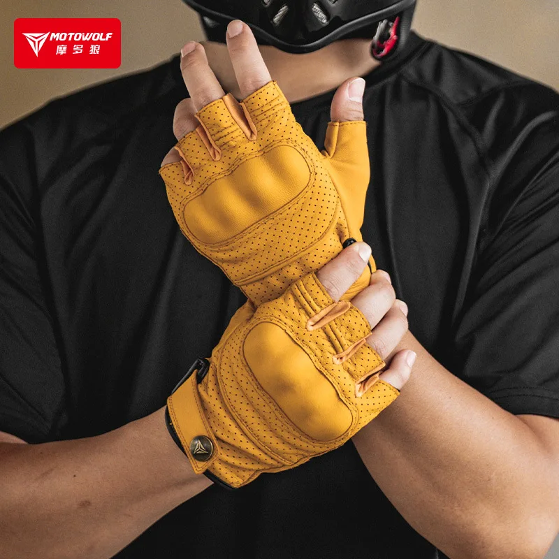 

Motorcycle riding retro gloves anti-drop breathable protective gloves comfortable full finger motocross gloves