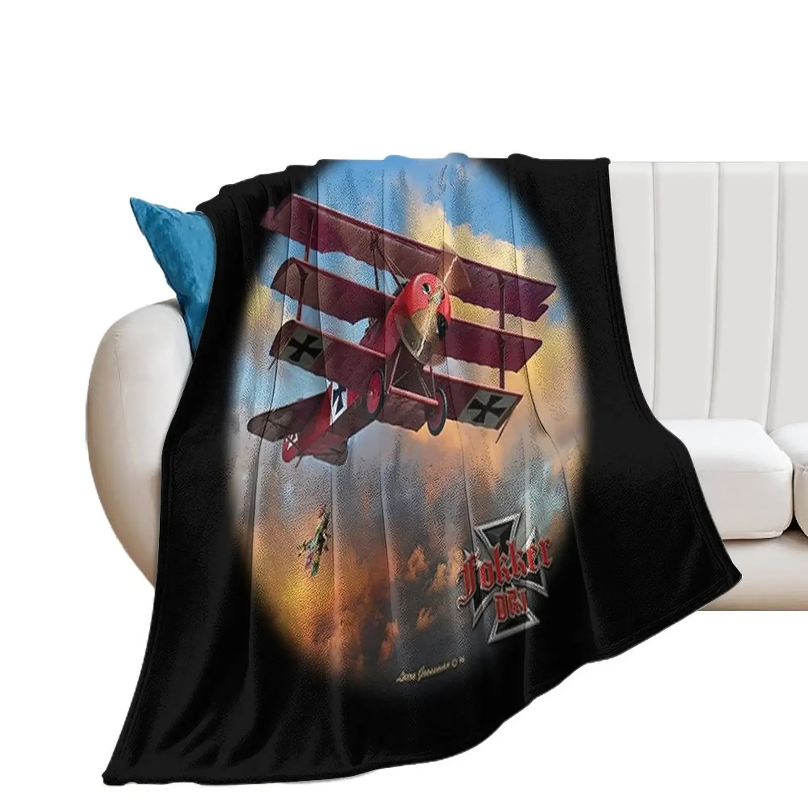 RED BARON TRIPLANE Throw Blanket Extra Large Throw Retros Soft Big Blankets