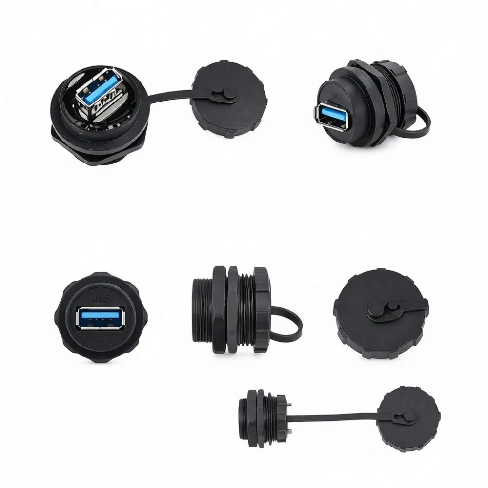 Aviation Grade USB 3 0 Socket Waterproof Connector Female To Female Adapter For Outdoor Camera Security Monitoring System