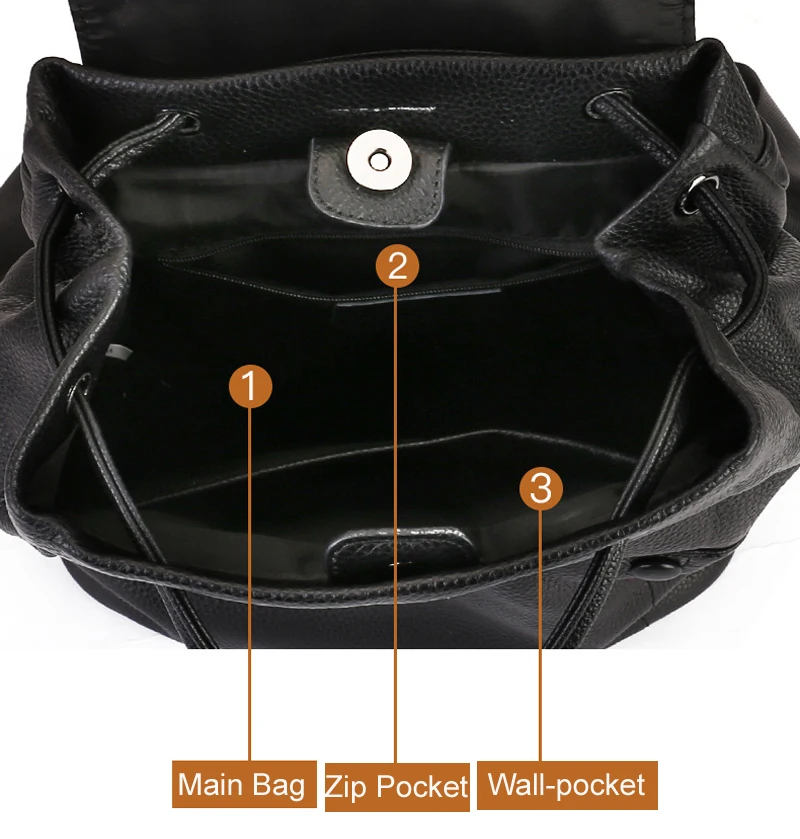 Mochila De piel de vaca auténtica para hombre y mujer, bolso escolar informal de gran capacidad, bolsa de viaje Unisex, color negro, T514