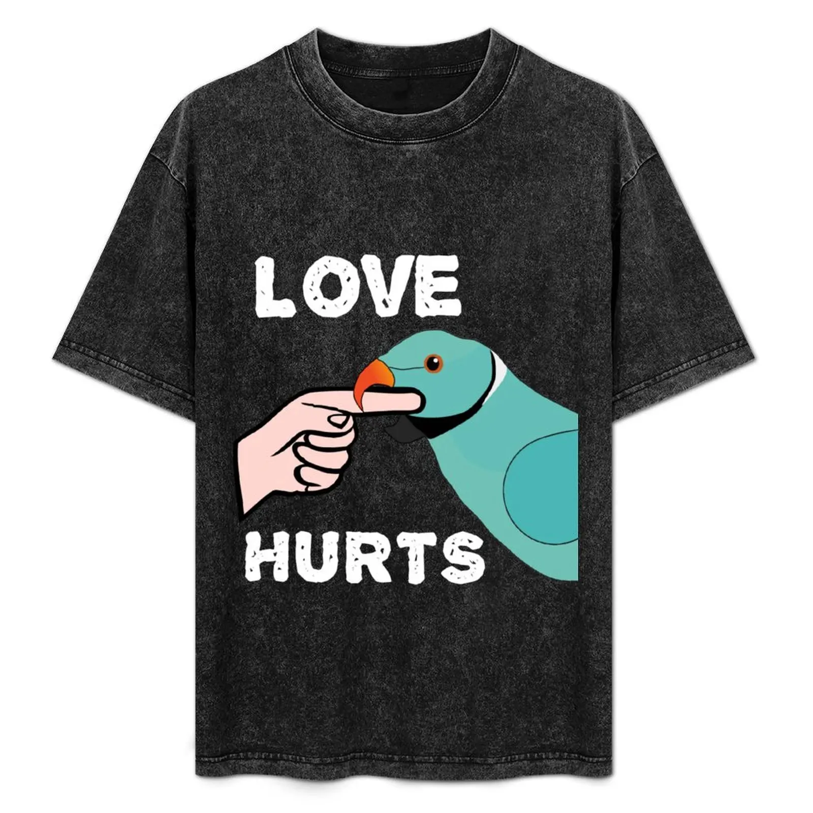 

Love Hurts Indian Ringneck Parrot biting T-Shirt man t shirts graphic t shirt man designer T-Shirt