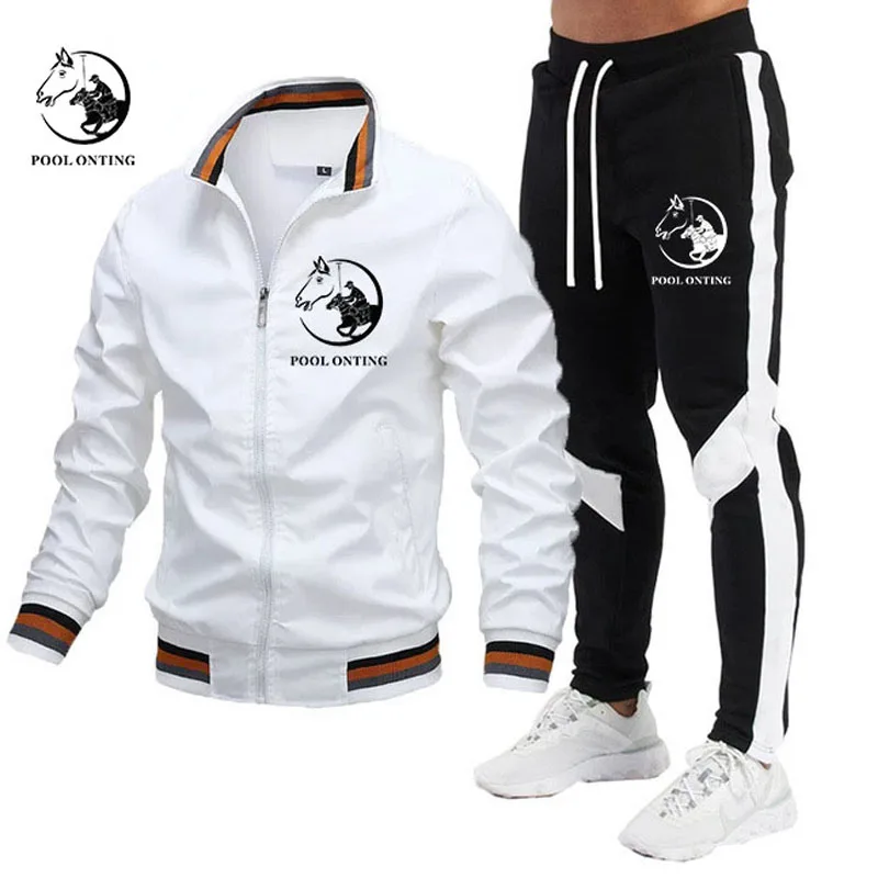 POOLONTING Men's Sports Suit Sweatshirt+sweatpants Sports Suit Zipper Stand Up Collar Sports Suit jogging Fitness Men's Clothing